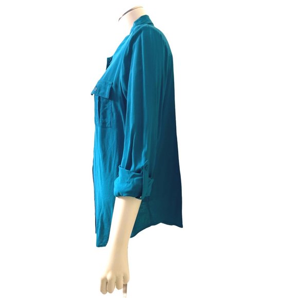 A.N.A. A New Approach Black Red Purple Geometric Print Roll Tab Sleeves Size XL - Picture 3 of 9